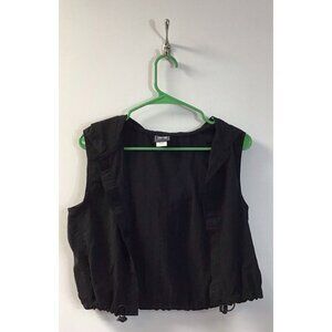 Vintage Sartori Crop Black Nylon Vest with Hoodie Y2K/90s Size Small 🤩